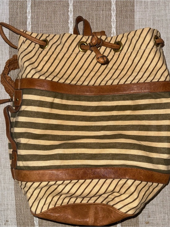 Cole Haan Handbags - Vintage Cole Haan G Series Convertible Backpack Tote Bag Striped Canvas Leather
